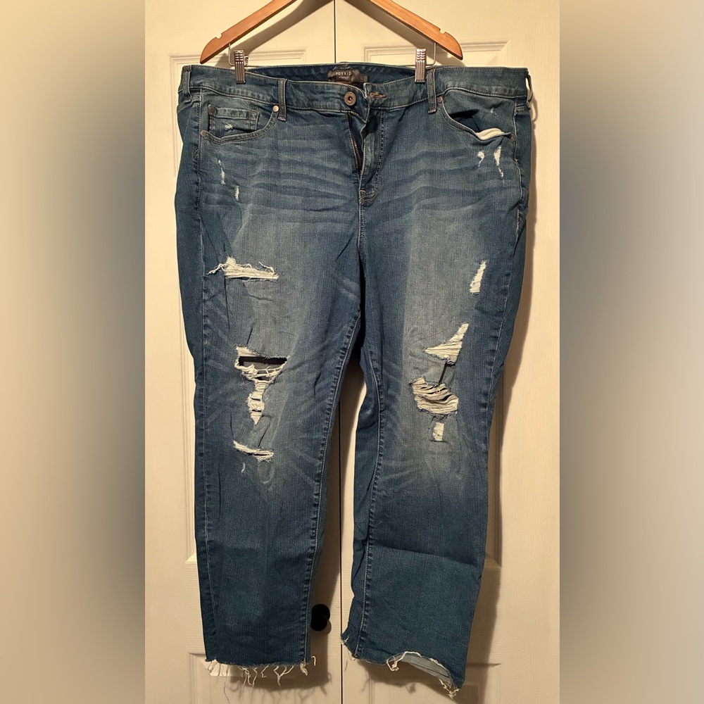 torrid Distressed Boyfriend Jeans in Medium Blue